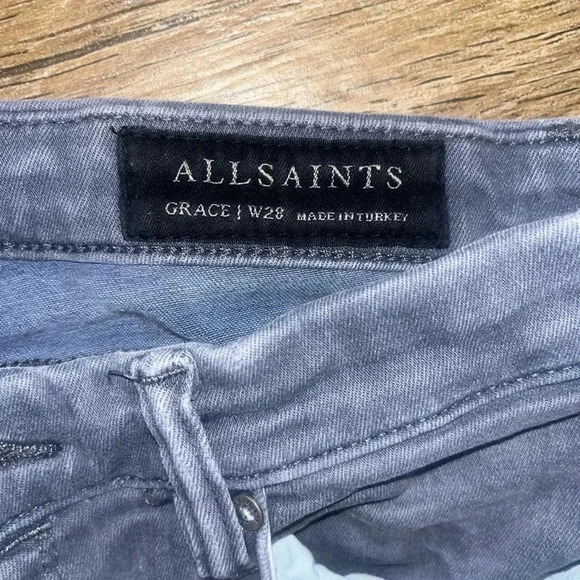 All Saints Grace Slashed Moto Distressed Skinny Jeans Sz 28 - Picture 3 of 4